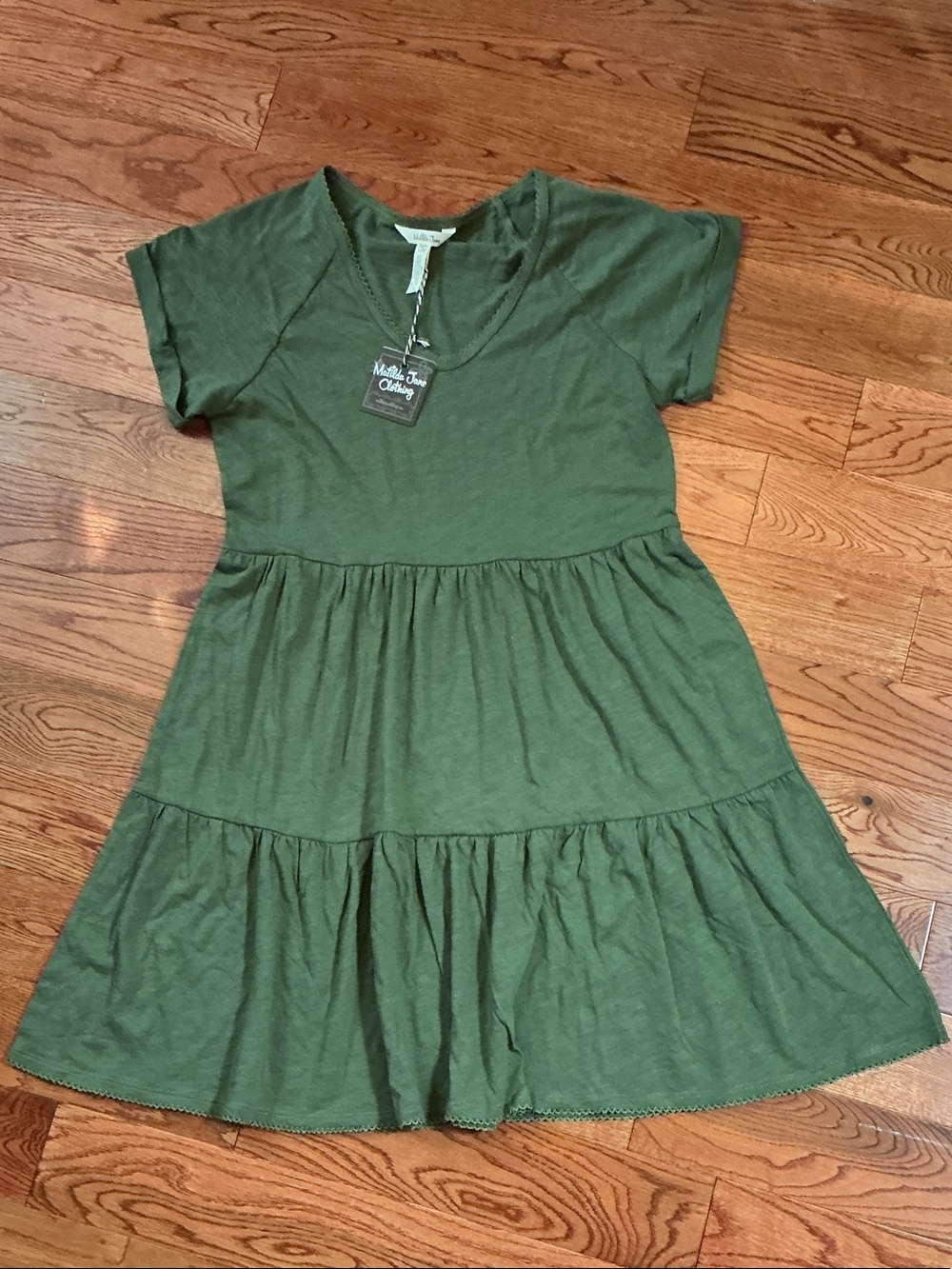 Matilda Jane Olive Green Short Sleeve Tiered Dress